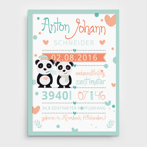 Stekora Design - Babydaten Poster Motiv Panda