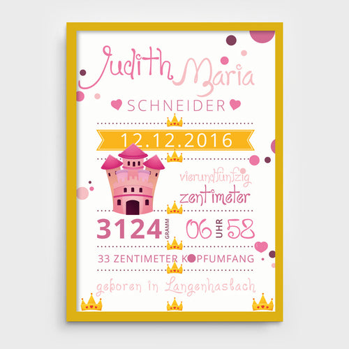 Stekora Design - Babydaten Poster Motiv Schloss