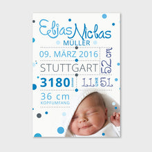 Laden Sie das Bild in den Galerie-Viewer, Stekora Design - Babydaten Hardcover Notizbuch 64 Seiten Motiv Foto blau
