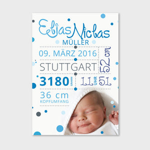 Stekora Design - Babydaten Hardcover Notizbuch 64 Seiten Motiv Foto blau