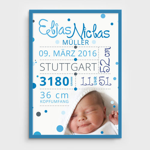 Stekora Design - Babydaten Poster Motiv Foto blau