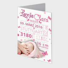 Laden Sie das Bild in den Galerie-Viewer, Stekora Design - Babydaten Karten SET Motiv Foto rosa