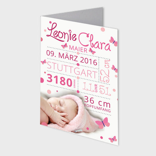 Stekora Design - Babydaten Karten SET Motiv Foto rosa