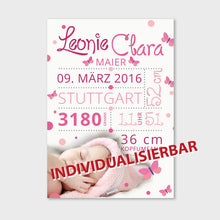 Laden Sie das Bild in den Galerie-Viewer, Stekora Design - Babydaten Hardcover Notizbuch 64 Seiten Motiv Foto rosa