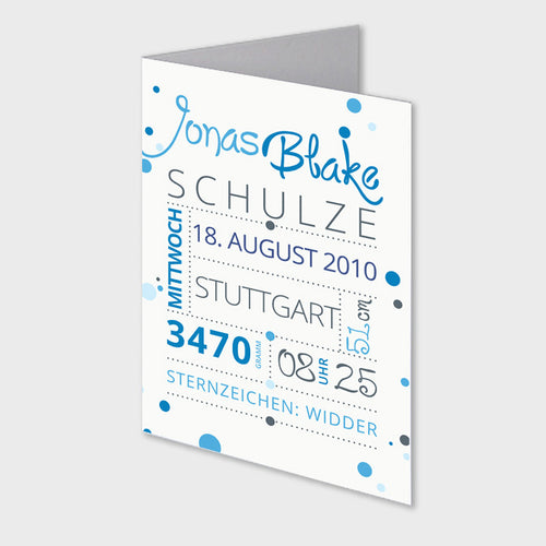 Stekora Design - Babydaten Karten SET Motiv Punkte blau