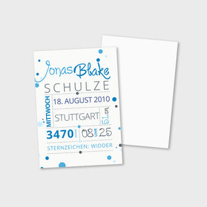 Stekora Design - Babydaten Karten SET Motiv Punkte blau