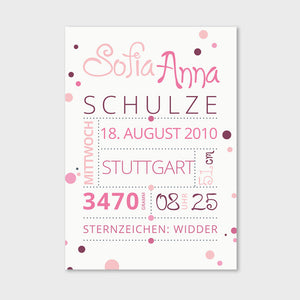 Stekora Design - Babydaten Hardcover Notizbuch 64 Seiten Motiv Punkte rosa