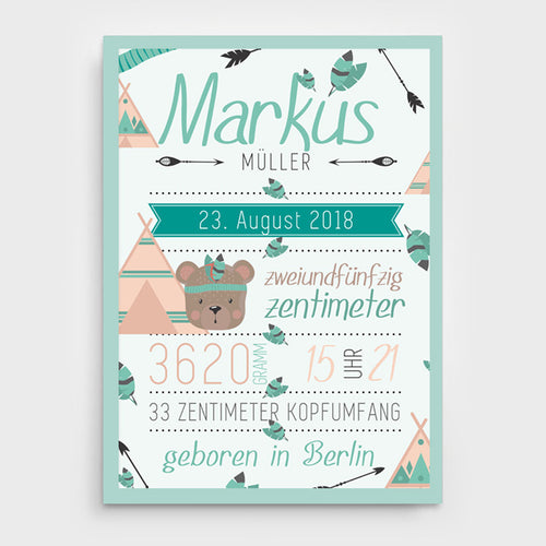 Stekora Design - Babydaten Poster Motiv Tipi