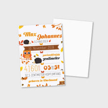 Laden Sie das Bild in den Galerie-Viewer, Stekora Design - Babydaten Karten SET Motiv Igel