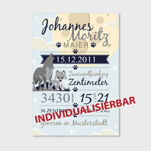 Laden Sie das Bild in den Galerie-Viewer, Stekora Design - Babydaten Karten SET Motiv Wolf