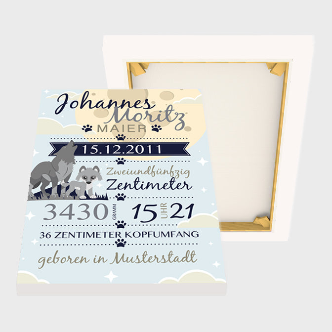 Stekora Design - Babydaten Leinwand Motiv Wolf